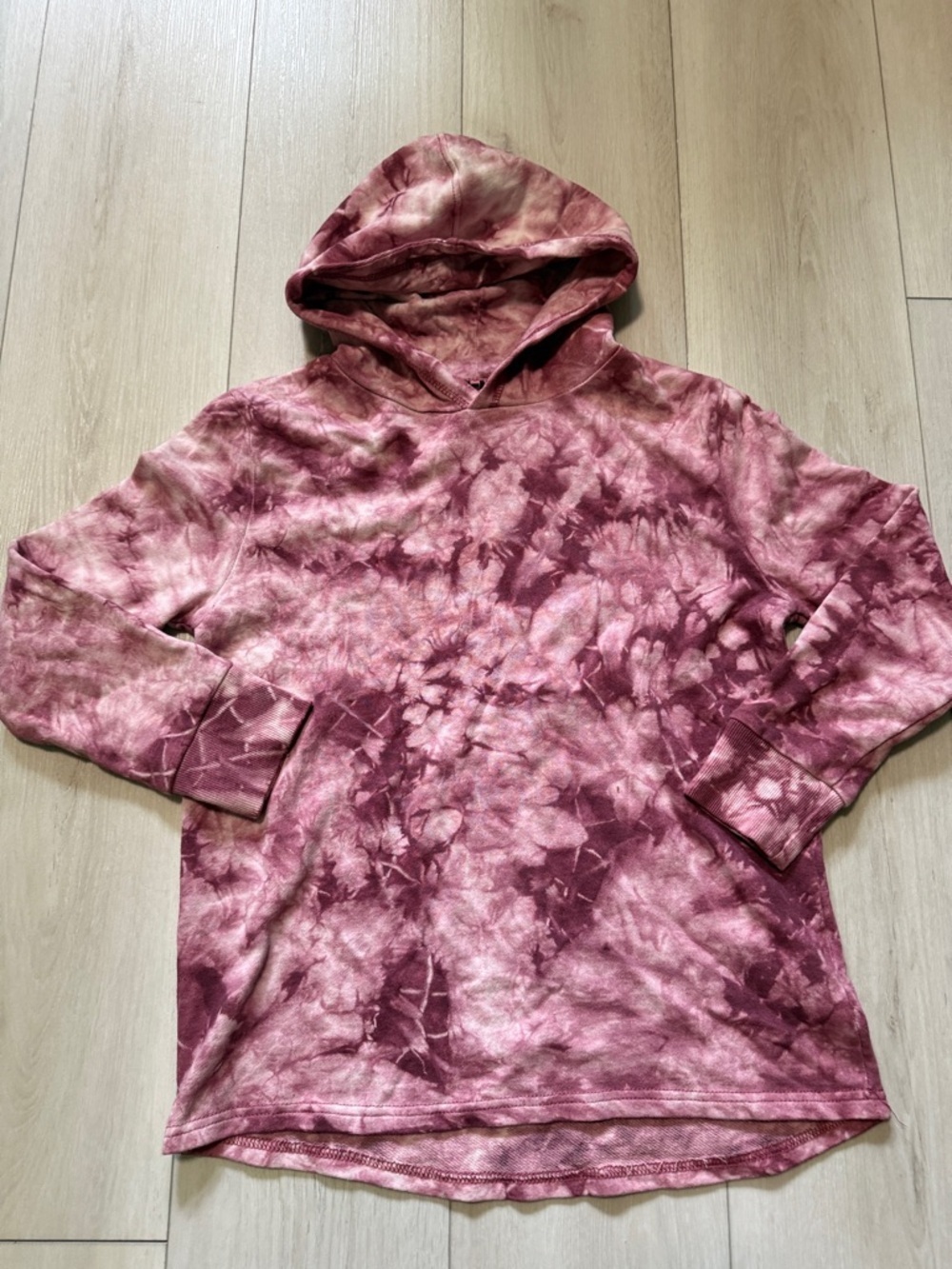 Cotton-On-Kids Tie-Dye Hooded Pullover Sweatshirt - Mauve Pink size 9-10